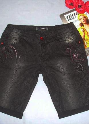 Шорты джинсовые женские летние размер 46 /12 с вышивкой черные