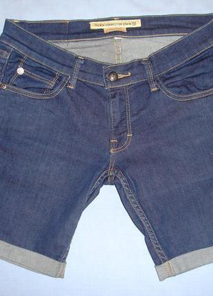 Шорты женские джинсовые размер 44 / 10 м джинсовые темные короткие стрейчевые1 фото