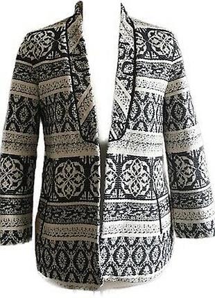 Твідовий жакет піджак блейзер р. м zara фактурний орнамент ексклюзив