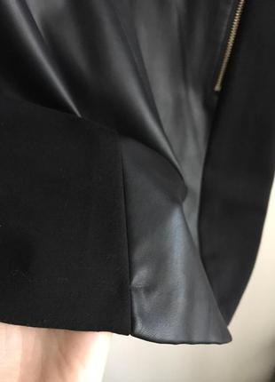 Стильное черное платье ostin  эко кожа и трикотаж7 фото