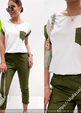 💜женский летний костюм с брюками норма и батал 💜	42	44	46	48	50	52