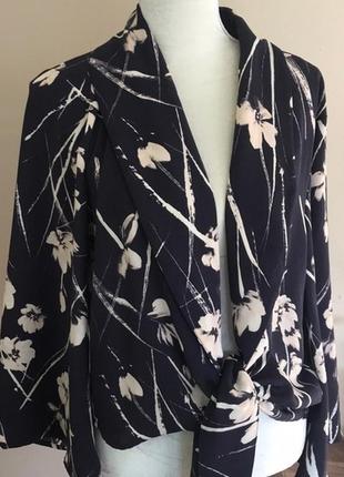 Легкий блейзер жакет кардиган кимоно р. l zara на завязках цветочный принт3 фото