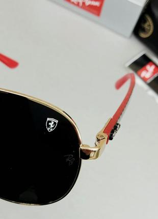 Ray ban ferrari очки капли мужские солнцезащитные авиаторы черные в золоте9 фото