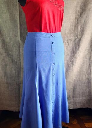 Льняная юбка цвета незабудки/годе