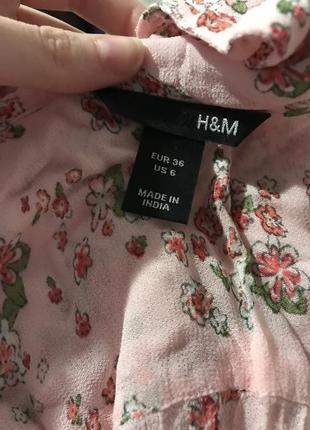 Розовая блуза вискоза в цветочный принт h&m xs s2 фото