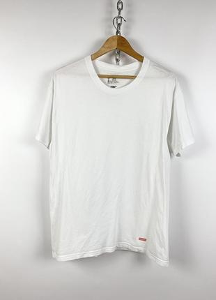 Оригинальная белая футболка supreme & hanes