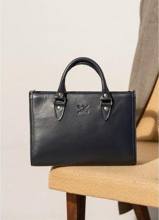 Сумка женская кожаная синяя krast fancy