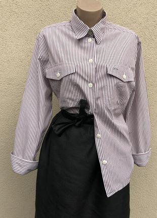 Рубашка,блуза в полоску,хлопок,офисная,большой размер,gira puccino,италия1 фото