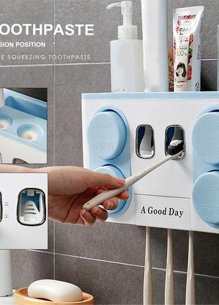 Підставка для зубних щіток полиця для фена диспенсер для зубної пасти5 фото