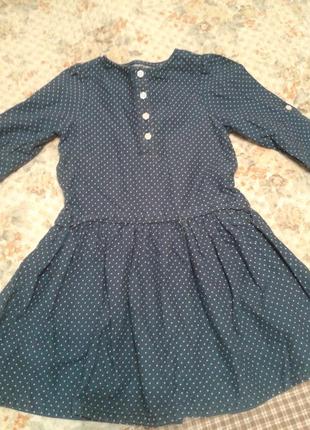 Платье  mothercare  серо-синее в горох на 3- 4 года3 фото