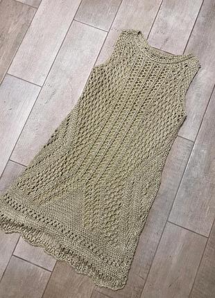 Кружевное платье,бежевое  мини платье,кроше,вязаное платье,кружево,сетка(013)