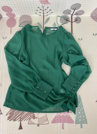 New look зеленая  легкая шифоновая блуза2 фото