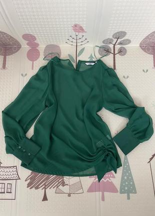 New look зеленая  легкая шифоновая блуза3 фото