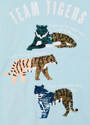 Костюм комплект футболка и шорты h&m 98-104 см 3-4 года с тиграми из паеток3 фото