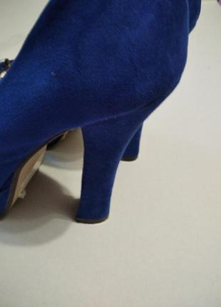 Туфли синие на каблуке4 фото