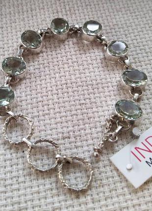 Браслет. натуральный зелёный аметист.