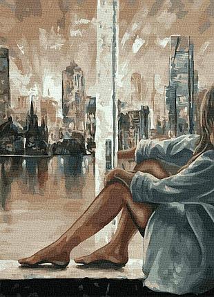 Картина за номерами вечірнє місто за вікном 6