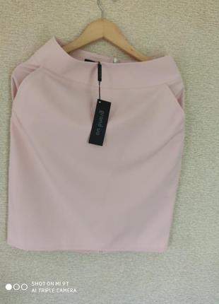 Нежно-персиковая юбка карандаш1 фото