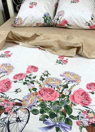 Роза велик, рози, велосипед, цветы, постільна білизна, постельное белье, бязь голд люкс