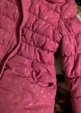 Теплая зимняя демисезонная куртка розовая2 фото