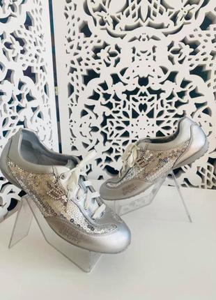 Стильные кроссовки для города - bebe sport - usa - серебро, паетки, блеск - р361 фото