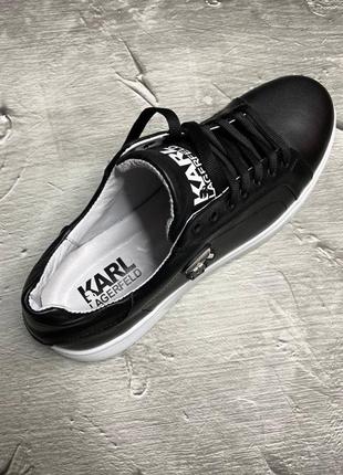 Чоловічі кеди karl lagerfeld натуральна шкіра / чоловічі кеді чорні шкіра