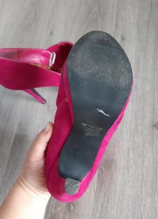 Туфли розовые замш искуств. на высоком каблуке размер 387 фото