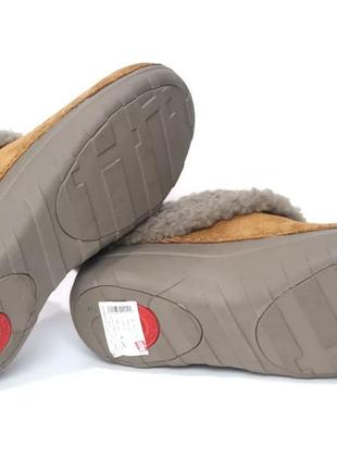 Жіночі тапочки шкіряні шльопанці fitflop loaff snug - chestnut оригінал9 фото