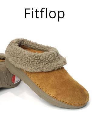 Жіночі тапочки шкіряні шльопанці fitflop loaff snug - chestnut оригінал1 фото