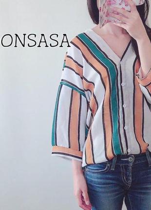 Стильная блуза в разноцветную полоску moonsasa ( размер 36-38)2 фото