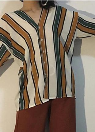 Стильная блуза в разноцветную полоску moonsasa ( размер 36-38)9 фото