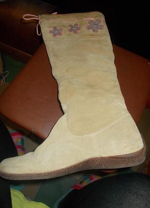 Сапоги осенние женские,натуральный замш