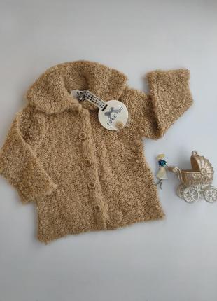 Кардиган, в'язана кофта на гудзиках кави з молоком to be too, 68 см, 6 міс