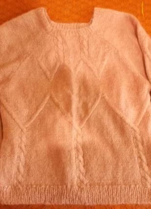 Розовый мохеровый свитер р 52-54