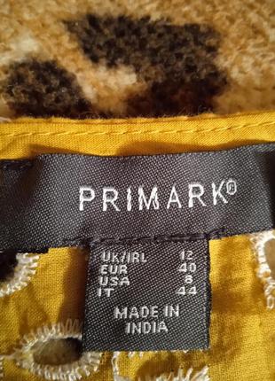 Летняя хлопковая  блузка , прошва ,желто-шафранного цвета, primark5 фото