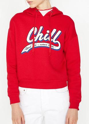 Укороченный худи свитшот красный винтаж с капюшоном тёплый оверсайз oversize xl l