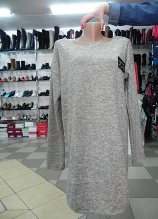 Туника- платье l-xl теплая кофта удлиненная