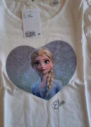 Футболка блуза h&m с длинным рукавом 134-140 см холодное сердце эльза frozen elsa нарядная5 фото