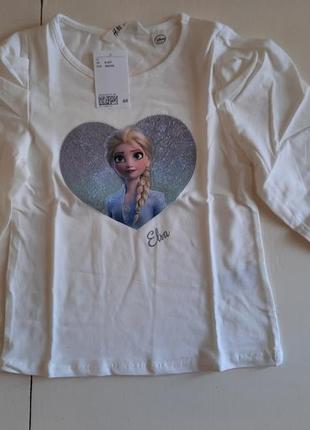 Футболка блуза h&m с длинным рукавом 134-140 см холодное сердце эльза frozen elsa нарядная6 фото