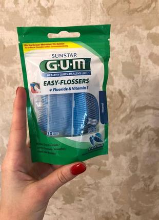 Зубна нитка з тримачем gum easy flosser1 фото