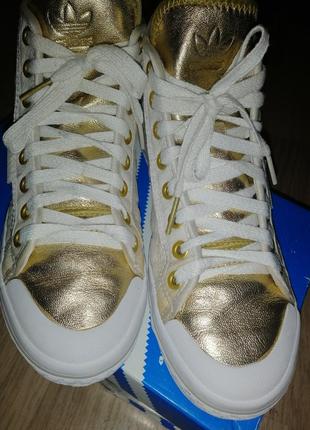 Кеды высокие белые с золотом 100% оригинал, р.35-36 adidas6 фото
