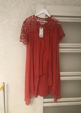 Стильное нарядное платье красное dalida