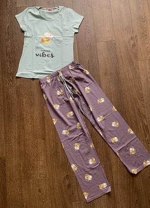 Пижама женская с брюками, пижма хлопок турция, піжама жіноча з брюками бавовна