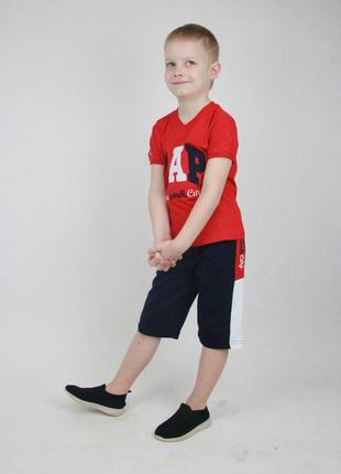 Летний костюм для мальчика cap ( красный ) 116 - 134 размер турция3 фото