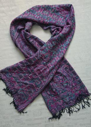 Красивый палантин cashmere/ теплый широкий шарф в принт #90%кашемир+10%шелк#7 фото