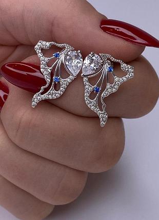 Серебряные серьги эксклюзив, 925пробы, родированное серебро