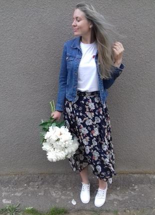 Шифоновая,винтажная ,длинная миди  юбка в цветочный принт5 фото