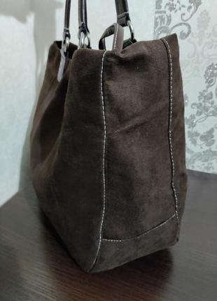 Шикарная женская замшевая  сумка шоппер +ключница б/у4 фото