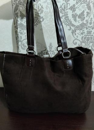 Шикарная женская замшевая  сумка шоппер +ключница б/у5 фото