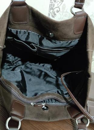 Шикарная женская замшевая  сумка шоппер +ключница б/у7 фото